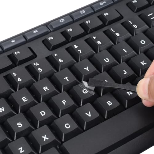 2PCS English Keyboard Letter Stickers with Tweezer - 3D Keyboard Letters Replacement Stickers, Borderless Characters for Laptop Notebook Computer PC Desktop Keyboard, Peel-off Film, Only Leave Letters - size: English-White