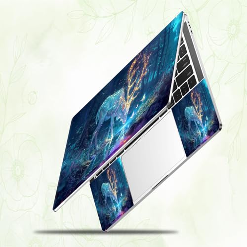 Laptop Skin Sticker Decal, Universal Reusable Vinyl Laptop Cover for 12" 13" 13.3" 14" 15" 15.4" 15.6" Notebook PC, Waterproof Scratch-Resistant with 2 Wrist Pads, Easy to Apply & Remove,Art Elk Deer - color: Art Elk Deer