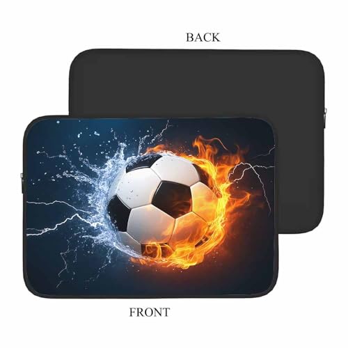 Laptop Sleeve Bag 15.4 15.6 Inch,Soccer Ball in Fire and Water Football Protective Polyester Computer Cases Laptop Cover Briefcase Bag Tablet Travel Cover - color: LPS-022