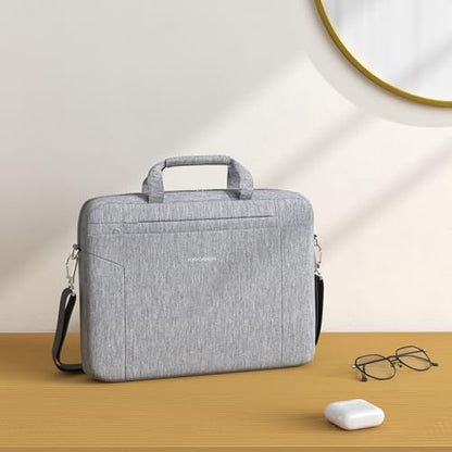 KROSER Laptop Bag 15.6 Inch Briefcase Shoulder Bag Water Repellent Laptop Bag Bussiness Carrying Handbag | Built-in luggage strap & TSA friendly, multi compartments, suitable for business, office, travel, men and women - color: Grey