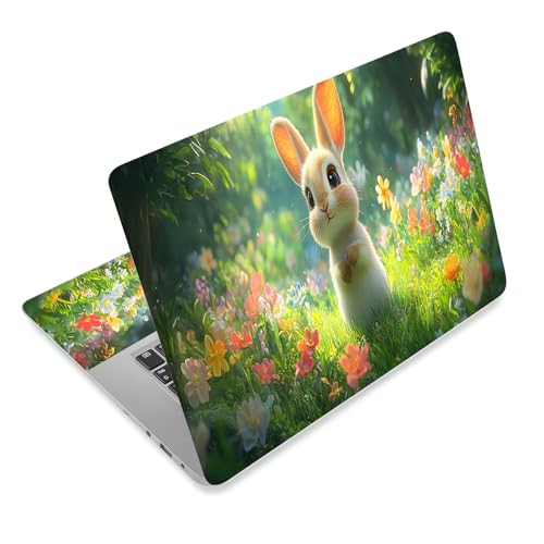 Laptop Skin Sticker Decal for 12 13 13.3 14 15 15.6 in, Universal Vinyl Waterresistant Protector Cover for Notebook PC Netbook, Computer Decor for Women Girls Spring Bunny - color: Spring Bunny