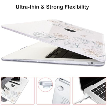 Compatible with MacBook Air 13 Inch M1 Case 2021 2020 2019 2018 Release A2337 A2179 A1932 Touch ID, Shiny Crystal Pattern Plastic Hard Shell Case for MacBook 13 inch Air M1, Line Flower - color: Line Flower