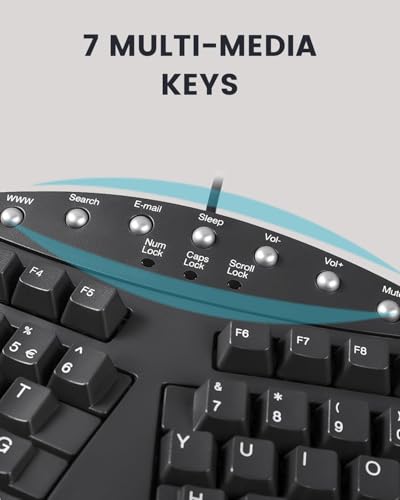 Perixx PERIBOARD-512B Wired Ergonomic Keyboard - Split Keyboard, Wrist Rest, Natural Typing - Wired USB Connectivity - US English - Black - color: Black, style: Wired