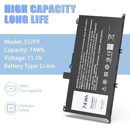 74WH 357F9 Laptop Battery Replacement for Dell Inspiron 15 7000 Gaming 15 7559 i7559 7557 i7557 5577 7567 5576 7566 INS15PD Series P65F P65F001 P57F P57F003 71JF4 071JF4 0GFJ6 0357F9 - size: 6.92*3.75*0.55inch 357F9