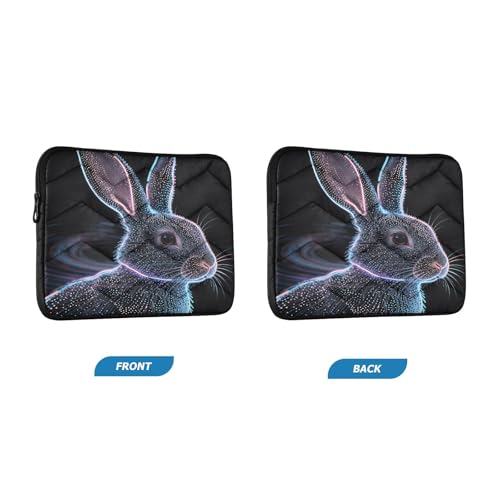 Neon Rabbit Black 15-16 Inch Quilted Laptop Sleeve Case Soft Notebook Protector Bag Computer Carrying Case - color: Neon Rabbit Black, size: Large