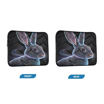 Neon Rabbit Black 15-16 Inch Quilted Laptop Sleeve Case Soft Notebook Protector Bag Computer Carrying Case - color: Neon Rabbit Black, size: Large