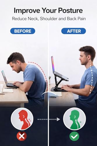 Laptop Stand for Desk – Adjustable 360 Rotatable Portable Laptop Stand Riser, Ergonomic Laptop Stand for Bed, Couch & Office – Smaller Laptops and Tablet Holder, Laptops Lazy Desktop