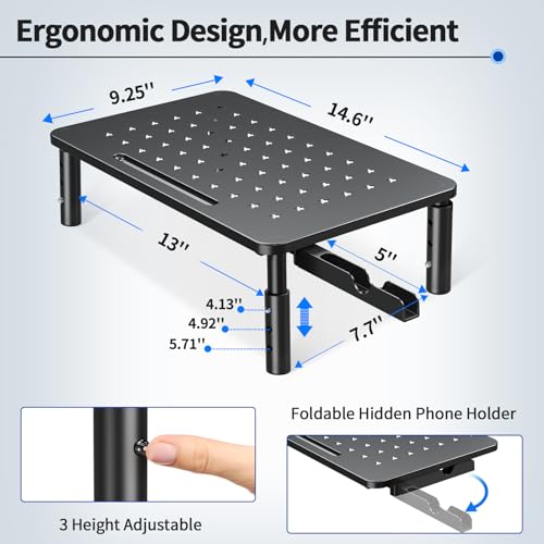 Zimilar 2 Pack Monitor Stand , 3 Height Adjustable Stand with Star Mesh | for Computer, Laptop, Printer, Notebook, iMac, Premium Metal Monitor Risers for 2 Monitors