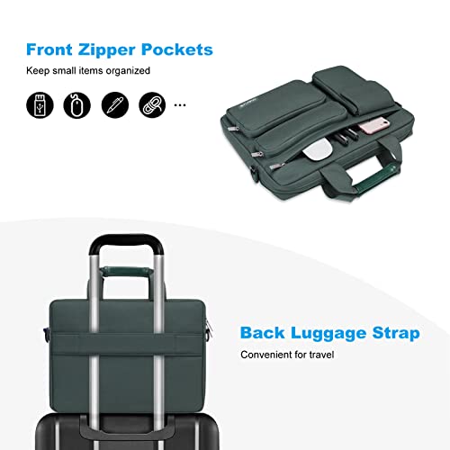 MOSISO Laptop Shoulder Bag 16 inch, 15-15.6 inch Computer Bag | Compatible with MacBook Pro 16 inch, HP, Dell, Lenovo with 2 Raised&1 Flapover&1 Horizontal Pocket&Handle&Belt, Emerald Green - color: Emerald Green, size: 16 inch