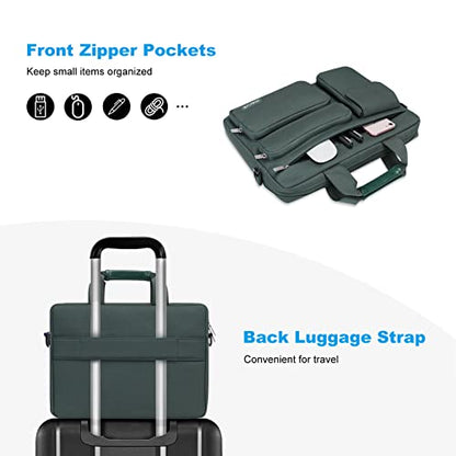 MOSISO Laptop Shoulder Bag 16 inch, 15-15.6 inch Computer Bag | Compatible with MacBook Pro 16 inch, HP, Dell, Lenovo with 2 Raised&1 Flapover&1 Horizontal Pocket&Handle&Belt, Emerald Green - color: Emerald Green, size: 16 inch