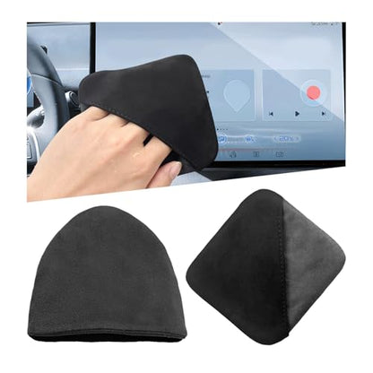 Ohleats 2 PCS Car Screen Cleaner, Microfiber Auto Screen Cleaning Pad, Foldable Touch Screen Cleaner Cloth for Vehicle Dashboard LCD Display, Car Cleaning Kits (Triangle+Square) - color: Triangle+square