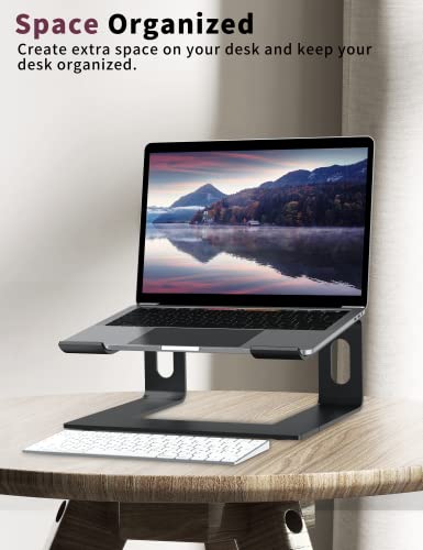 ALASHI Laptop Stand for Desk, Aluminum Computer Riser, Ergonomic Notebook Holder, Detachable Metal Laptops Elevator, PC Cooling Mount Support 10 to 15.6 Inches Notebook, Black - color: A-Black