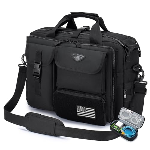 Stypos Tactical Messenger Bag,14inch/15.6inch/17.3inch Briefcase for Man Military Laptop Bag, Flight Work Bags for Pilots - color: Black, size: 14inch Medium