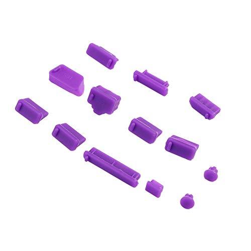 13Pcs/Set Protective Silicone USB RJ45 Port HDMI Interface Cover Anti-Dust Plug Dust Stopper Computer Accessories Dustproof Cover(Purple) - color: purple