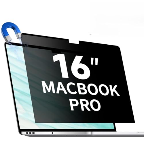 Magnetic Privacy Screen for 16 Inch MacBook Pro (2021-2024, M1, M2, M3, M4, Pro, Max), Removable Matte Computer Privacy Shield Anti Glare Blue Light Filter, Anti-Spy for Mac 16.2'' Protector | Removable Matte Computer Privacy Shield Anti Glare Blue Light
