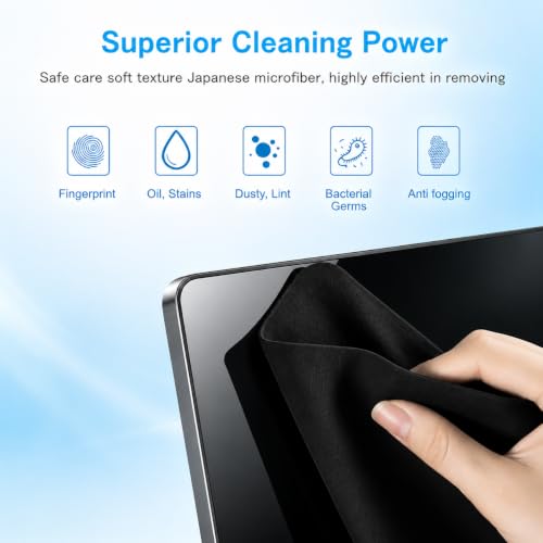 Microfiber Liner Cleaning Cloth 15" 16" MacBook Air/MacBook Pro Screen Keyboard Imprint Protection, Keyboard Protector Compatible with MacBook Air 15.3" /MacBook Pro 15"/MacBook Pro 16"-Black - color: Black（1 Pack）, size: 13.19" x 8.66"