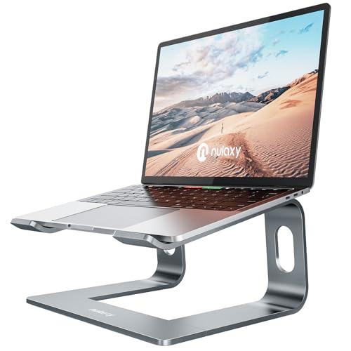 Nulaxy Full Aluminum Laptop Stand, Stable Support to 22 lbs, Open Cooling | Detachable for Portable Storage, Easy Setup, Saves Desk Space, Compatible with 10-16 Inch Laptops, Office Desk Accessories - color: A-Grey
