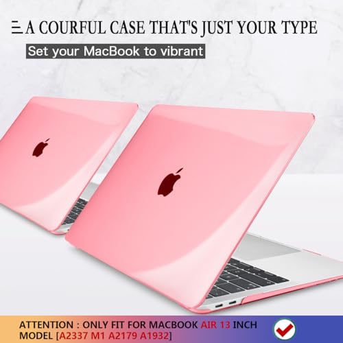CISSOOK for MacBook Air 13 Inch Case Pink,Plastic Hard Shell Case with Keyboard Cover and Screen Protector for MacBook Air 13 2021-2018 Released A2337 M1 A2179 A1932 Model with Touch ID - Clear Pink - color: Air13inch-Clear Pink