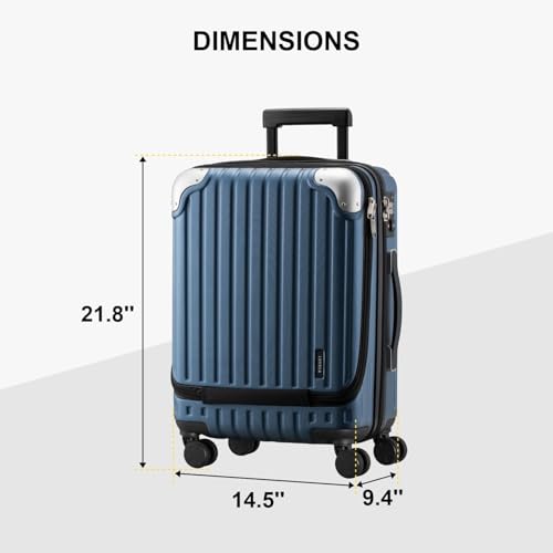 LEVEL8 Grace Carry on Luggage 22x14x9 Airline Approved, 20 Inch Hard Shell Suitcases with Spinner Wheels, Abs+Pc Hard Case Luggages with Tsa Lock for Airplane, Blue - color: Blue, size: 20 Inch