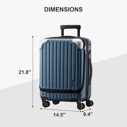 LEVEL8 Grace Carry on Luggage 22x14x9 Airline Approved, 20 Inch Hard Shell Suitcases with Spinner Wheels, Abs+Pc Hard Case Luggages with Tsa Lock for Airplane, Blue - color: Blue, size: 20 Inch