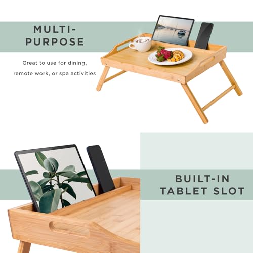ROSSIE HOME Large Wood Bed Tray – Natural Bamboo, Fits 15.6” Laptops - color: Natural Bamboo, size: Large