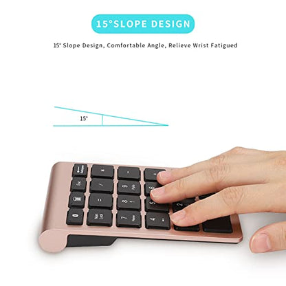 Gugxiom Bluetooth Number Pad,Bluetooth 5.0 Number Pad with Shortcut Keys,22 Keys Portable Financial Accounting Extensions 10 Keys for Laptop Desktop, PC, Pad,Notebook (Gold) - color: Rose Gold