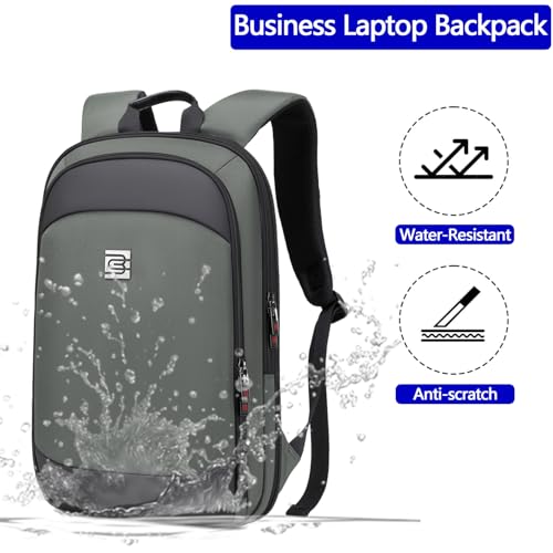 Business Backpack for Men 15.6 Inch,Slim & Expandable Waterproof Travel Laptop Backpack - color: Grey