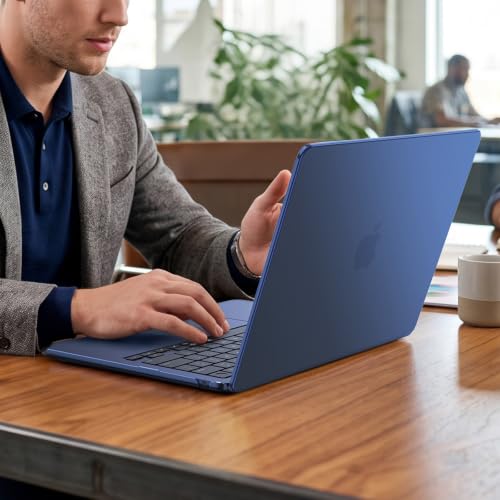 BlueSwan Matte Case for MacBook Air 15 inch M5 M4 M3 M2 Chip 2026-2023 | 100% Color Match, Anti Fingerprint & Scratch, Grippy Finish, Protective Hard Shell, Ultra Thin, Easy Snap-On - color: Midnight Clear