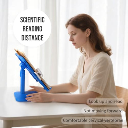 Adjustable Foldable Tablet Stand, Lightweight Multi-Functional Desk Holder for iPad, Laptop, Cookbook, Textbook & Magazine (Blue) - color: Blue