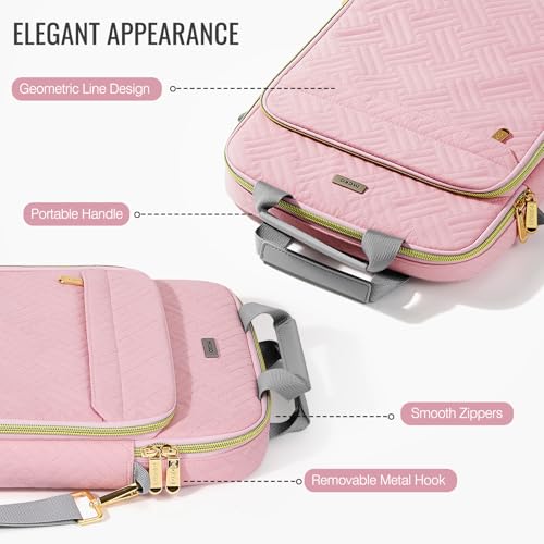 MoKo 13-14 Inch Puffy Laptop Sleeve Shoulder Bag Carrying Case with Handle | Fits Mac Air 13-inch M5, Mac Neo A18 Pro, Mac Pro 14-inch M5/M4/M3/M2/M1 and Surface 13.8-inch, Pink - color: Pink, size: 13.3-14 Inch