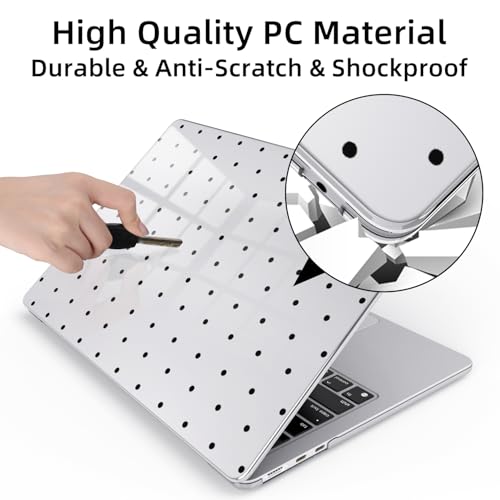 for MacBook Air 13.6 Inch Case M5/M4/M3/M2 2026-2022 Release A3449 A3240 A3113 A2681 Cute Polka Dot Aesthetic Design Crystal Clear Girly Case Laptop Protective Hard Shell Cover - color: Polka Dot