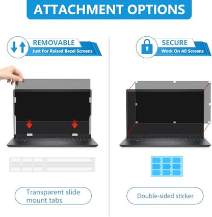 16 Inch Laptop Privacy Screen, 16:10 Aspect Ratio | Compatible with Lenovo Hp Dell Acer Asus Envy Xps, Removable Anti-Blue Light Glare Anti Spy Laptop Screen Privacy Filter