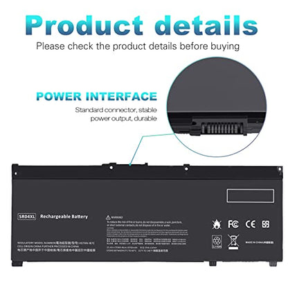 Futurebatt SR04XL Laptop Battery Compatible with HP Omen 15-DC Series, Replacement for SR03XL, 917724-855, HSTNN-DB7W, 15-DC0051NR, 15-DC1088NR, 15-CE019DX, 15-CX0056WM，15-CE020A - size: SR04XL 12.13, 4.72, 1.30in