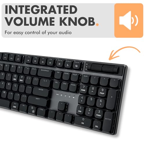 X9 Slim Mechanical Keyboard Wireless – Low Profile Red Switches, Triple Mode (Bluetooth + 2.4GHz + USB), Full Size 107-Key with Number Pad, Backlit, Rechargeable – Quiet Typing for Mac and PC