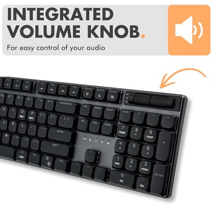 X9 Slim Mechanical Keyboard Wireless – Low Profile Red Switches, Triple Mode (Bluetooth + 2.4GHz + USB), Full Size 107-Key with Number Pad, Backlit, Rechargeable – Quiet Typing for Mac and PC