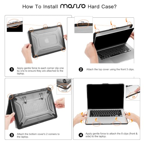 MOSISO Compatible with MacBook Air 15 inch Case M5 M4 M3 M2, Black | 2 in 1 Kit Honeycomb Shockproof Heavy Duty TPU Bumper Hard Case with Fold Kickstand for A3241 A3114 A2941 2026-2023 - color: Black