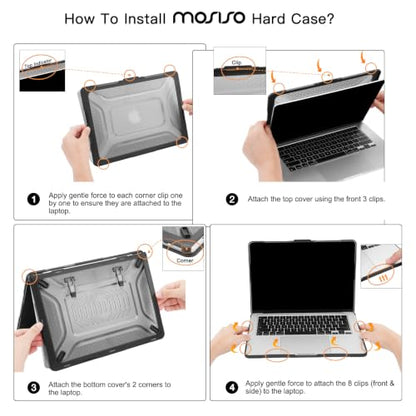 MOSISO Compatible with MacBook Air 15 inch Case M5 M4 M3 M2, Black | 2 in 1 Kit Honeycomb Shockproof Heavy Duty TPU Bumper Hard Case with Fold Kickstand for A3241 A3114 A2941 2026-2023 - color: Black
