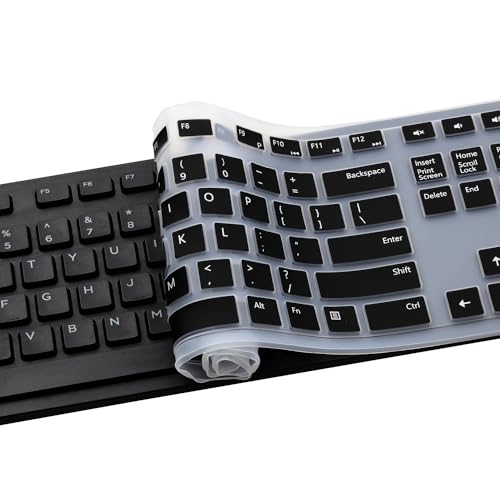 Keyboard Cover for Dell KM636 Wireless Keyboard & Dell KB216 Wired Keyboard & Dell Optiplex 5250 3050 3240 5460 7450 7050 & Dell Inspiron AIO 3475/3477/3670 All-in one Desktop Keyboard Skin-Black - color: Black