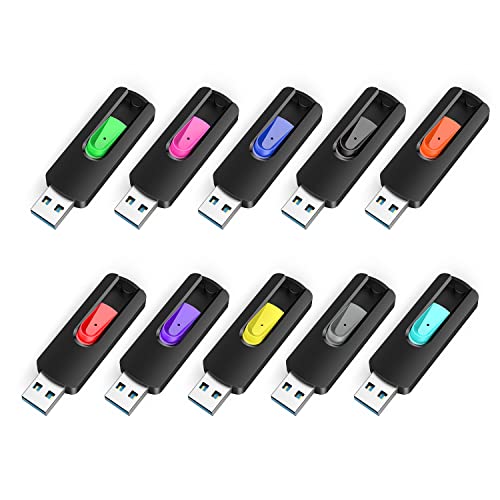 RAOYI 10 Pack 16GB USB 3.0 Flash Drives Slide Retractable Memory Stick Bulk Thumb Drive Jump Drive Zip Drive USB Sticks Data Storage Backup for PC Mac (16G, 10 Mixed Color) - color: 10 Mixed Colors, size: 16GB-3.0