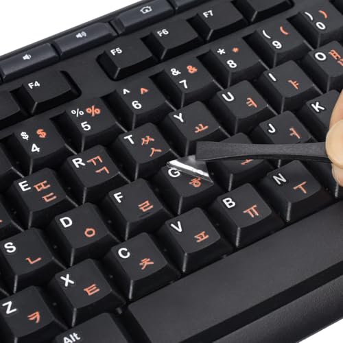 2PCS Korean Keyboard Stickers Letters with Tweezer - 3D Hangul Keyboard Letter Replacement Stickers, Korean Alphabet for Laptop Computer PC Desktop Keyboard, Peel-Off Film, Only Leave Letters,Orange - size: Korean-Orange