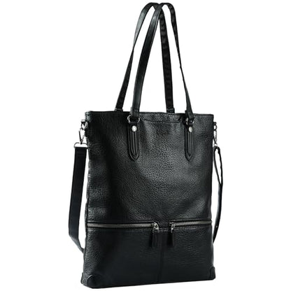 Lassviin Laptop Tote Bag, Leather Work Tote for Computer Bag Waterproof Lightweight Shoulder Bag Purse Handbag Crossbody Bag - color: Black - Medium