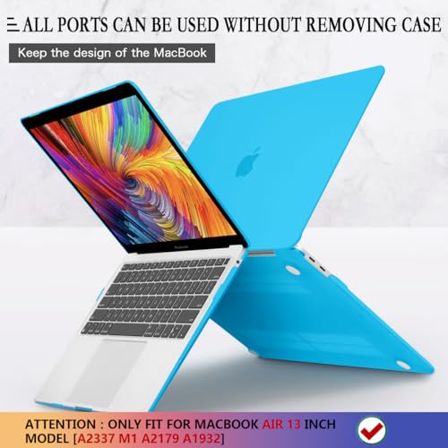 CISSOOK Compatible with MacBook Air 13 inch Case A2337 M1 A2179 A1932 Model 2021 2020-2018 Release, Plastic Blue Hard Shell Case with Keyboard Cover for Mac Air 13.3" with Touch ID, Matte Sky Blue - color: Air13inch-Matte Sky Blue