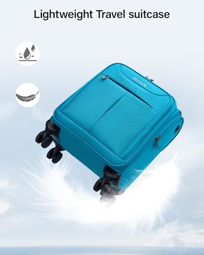 Hanke Underseat Carry On Luggage with Wheels, Lightweight Small Suitcase Airline Approved 16 Inch Softside Personal Item Travel Bag for Women Men, Compact Under Seat Luggage.(Caribbean Blue) - color: Caribbean Blue