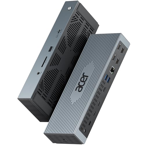 Acer Thunderbolt 4 Dock, 16 in 1 DisplayLink Docking Station 4 Monitor, 3×TB4+2×HDMI+2×DP, Up to 8K & 40Gbps, 160W Power, 2.5G Ethernet, SD4.0, USB C Dock for MacBook Pro/Max, Dell, Acer, HP etc