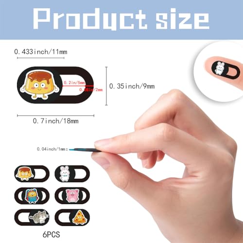 6Pcs 6 Styles Laptop Camera Cover Cartoon Privacy Guard Accessories, 0.04 Inch Ultra Thin Webcam Cover Protector Blocker for Desktop Phone Computer Tablet Notebook Mini PC Home Office Use - color: Mixed Shapes-1