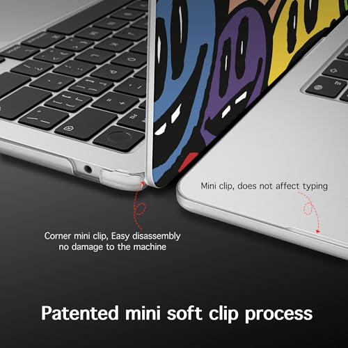 for 2026 MacBook Air 13-inch Laptop Case M5 2026 M4 2025 M3 2024 M2 2022 Release Model A3449 A3240 A3113 A2681, Hard Shell Cover for MacBook Air 13.6 inch, Happy Emoji - color: Happy Emoji