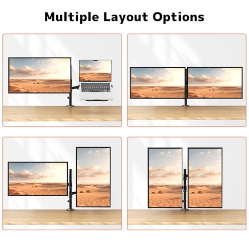 PUTORSEN Laptop Arm Mount for up to 35'' Monitors, Laptop Tray for Max 18'' Notebook, Fully Adjustable Spring Laptop Desk Mount Holds Max 19.8lbs, VESA 75x75/100x100 mm