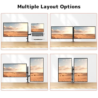 PUTORSEN Laptop Arm Mount for up to 35'' Monitors, Laptop Tray for Max 18'' Notebook, Fully Adjustable Spring Laptop Desk Mount Holds Max 19.8lbs, VESA 75x75/100x100 mm