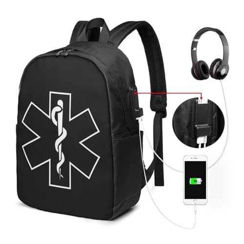 EMS Travel Laptop Backpack Anti-Theft Bag with USB Charging Port 17 Inch Computer Business Backpacks for Women Men Work College Gift,Casual Daypack