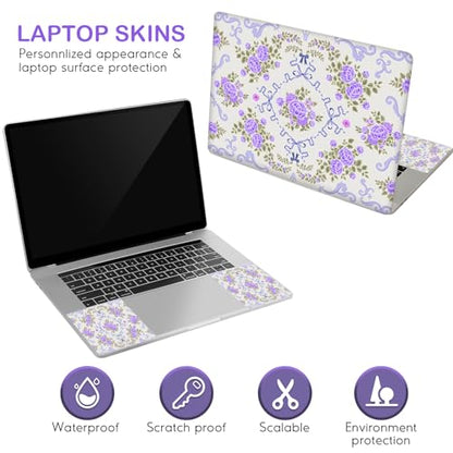 DINKY Laptop Skin Sticker Decal 15.6" 15.4" 12" 13" 13.3" 14" 15 inch Laptop Universal Vinyl Skin Stickers Cover Art Decal Notebook PC Personalized Protector, Purple Flower Bow - color: Purple Flower Bow